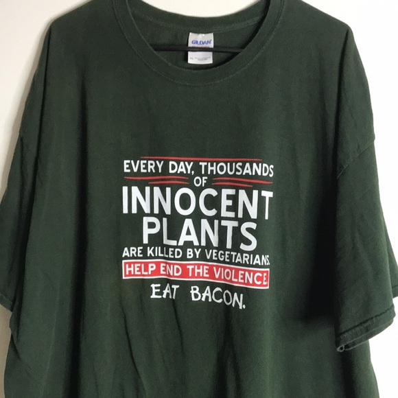 Eat bacon save the plants funny T-shirt size XL - Picture 2 of 7
